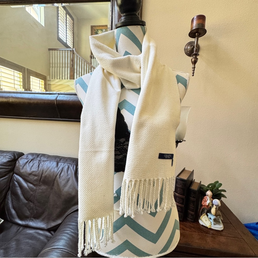 ✅NEW “Chaps” Cream Scarf with Fringe